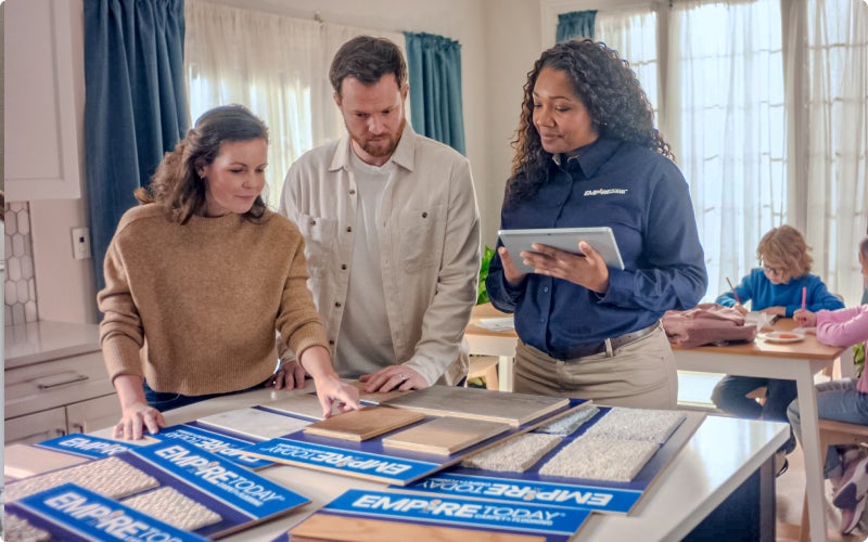 Empire in-home consultation with carpet samples